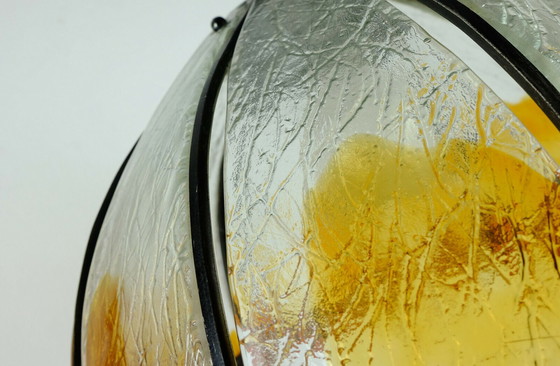 Image 1 of Brutalist hanglamp wrought iron glass 60s 70s