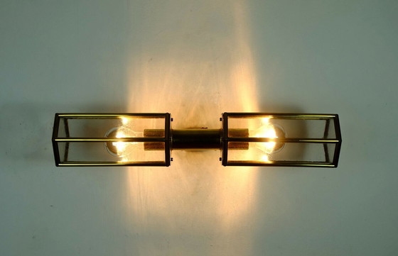 Image 1 of outstanding 1970s 80s sconce bubble glass and brass