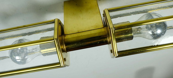 Image 1 of outstanding 1970s 80s sconce bubble glass and brass