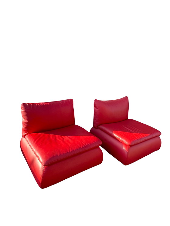 Image 1 of 2x Fauteuils de salon vintage rouge