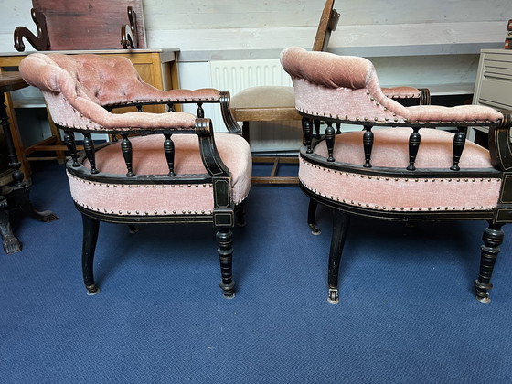 Image 1 of Biedermeier chairs with chess table