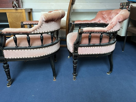 Image 1 of Biedermeier chairs with chess table