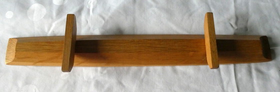 Image 1 of Candle holders, ash wood, Messing, 1960s, with 4 stick candles