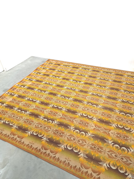 Image 1 of Large green brown rug, vintage rug