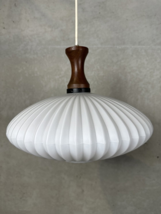 Image 1 of 2x vintage 'japandi' hanging lamps