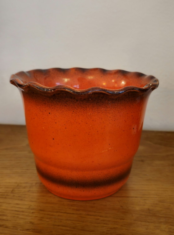 Image 1 of Vintage Flowerpot Flowerpot Pot Orange 1970s