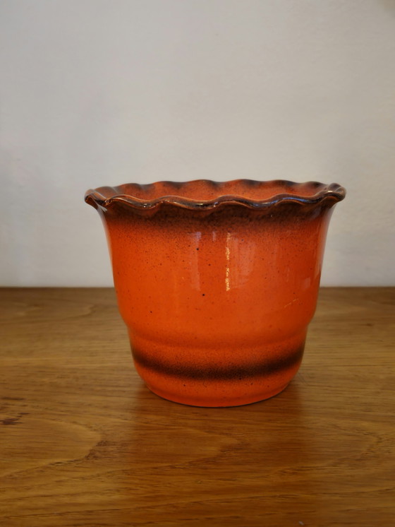 Image 1 of Vintage Flowerpot Flowerpot Pot Orange 1970s