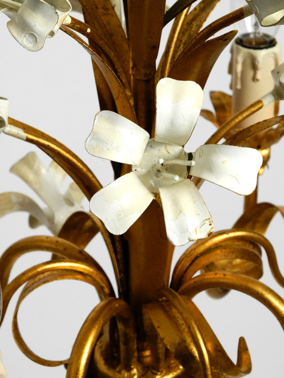 Image 1 of Lampadario vintage in metallo placcato oro a 4 bracci