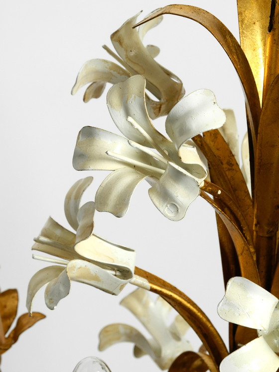 Image 1 of Lampadario vintage in metallo placcato oro a 4 bracci