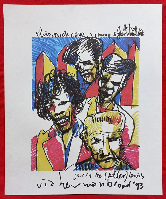 Image 1 of 4x Herman Brood - Elvis, Nick Cave, Clapton, Ray Charles