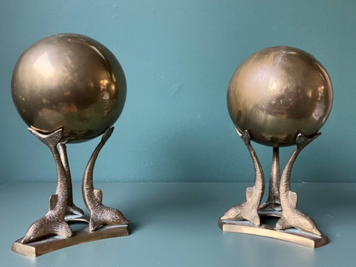 2x Mid Century Brass Bookends