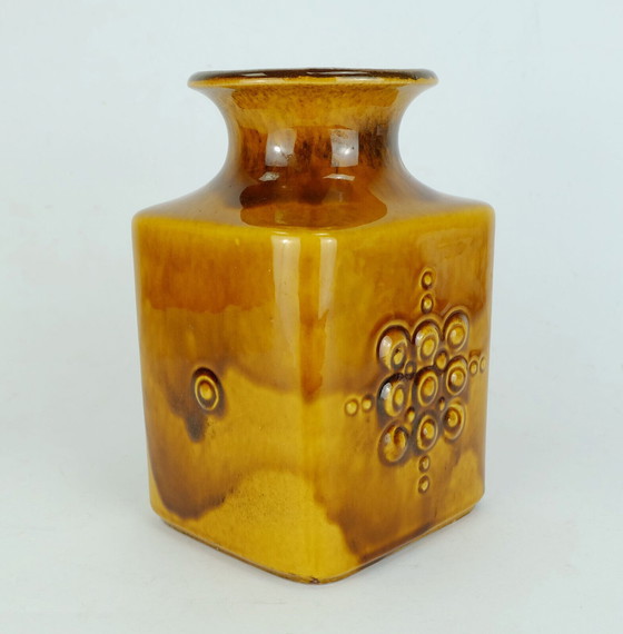 Image 1 of carstens vase amber glaze relief decor model no. 7012-20 mid century 1960s 