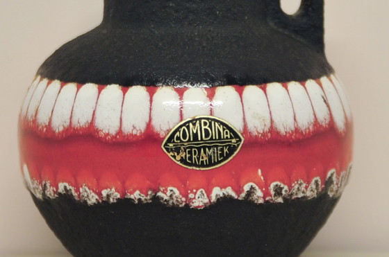 Image 1 of red & black West Germany vase Combina