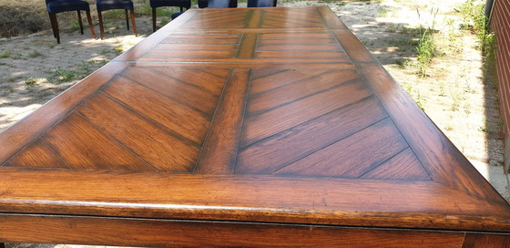 Image 1 of Art Nouveau dining room table extendable with intermediate shelves