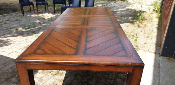 Image 1 of Art Nouveau dining room table extendable with intermediate shelves