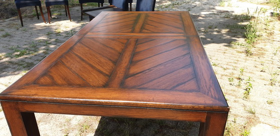 Image 1 of Art Nouveau dining room table extendable with intermediate shelves