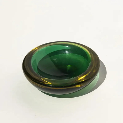 Vintage kleine Italiaanse schaal uit de jaren 60 in groen en geel muranoglas – schalen, Murano Glass (photo 2 of 6)