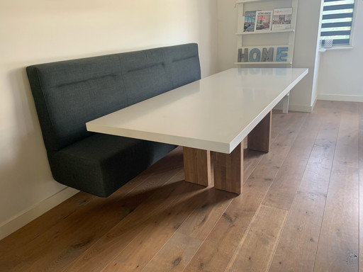 Dining table with wooden base