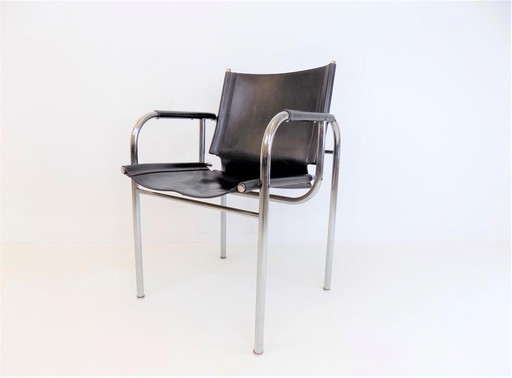 Strässle HE leather lounge chair by Hans Eichenberger