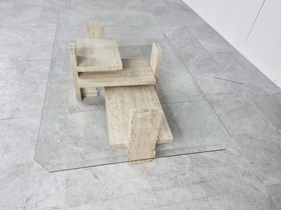 Image 1 of Vintage travertine coffee table