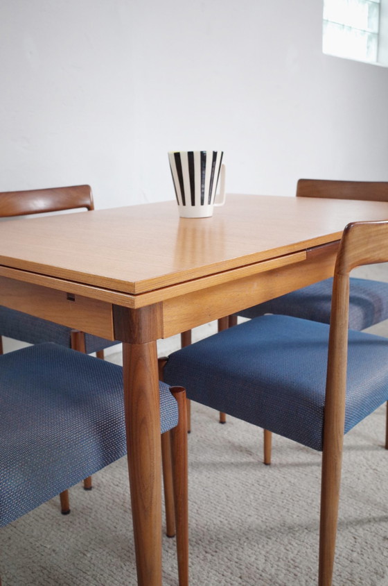 Image 1 of Vintage dining table with 4 chairs LÜBKE