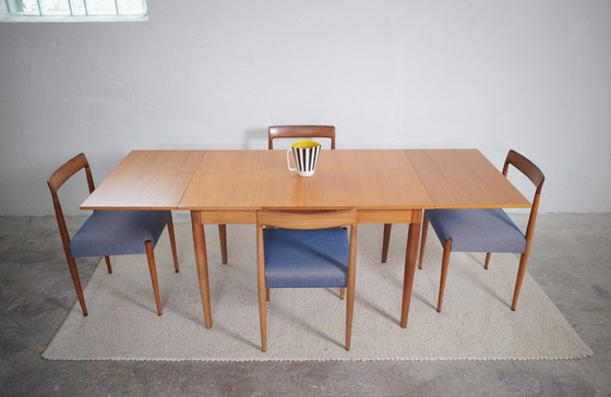 Image 1 of Vintage dining table with 4 chairs LÜBKE