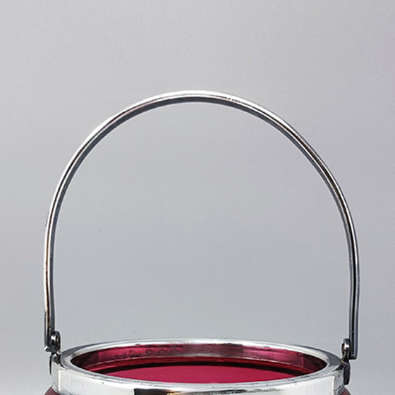 Image 1 of 1960s Gorgeous Red Bohemian Cut Crystal Glass Ice Bucket. Made in Italy