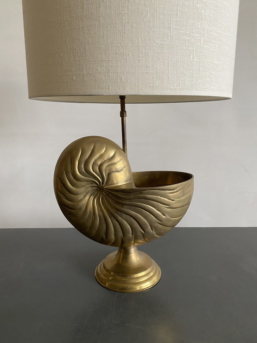 Maison Charles Brass Shell Table Lamp, France, 1960s