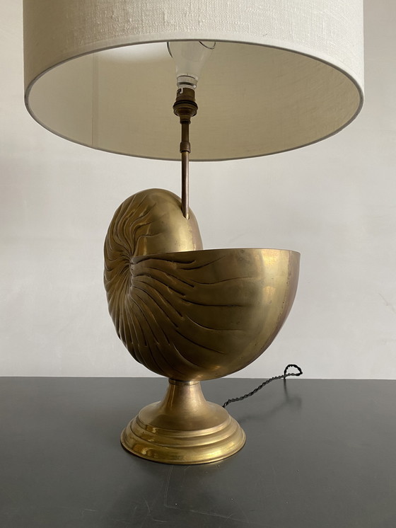 Image 1 of Lampe de table à coquille en laiton, France, années 1960