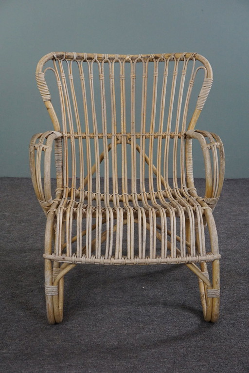 Rattan Dutch Design Style Belse 8 armchair, 1950