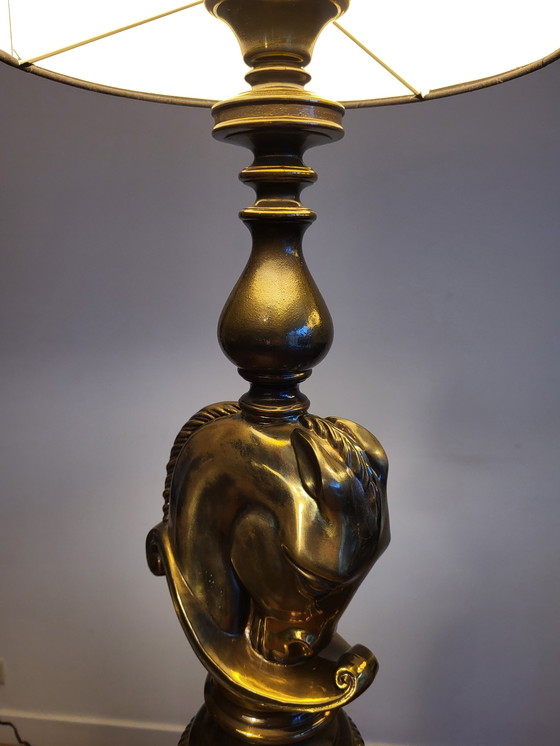 Image 1 of Hollywood regency set of large table lamps, Horse Head design, Deknudt, Belgium, 1970s