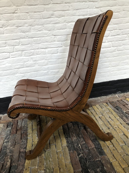 Chaise longue en cuir Pierre Lottier