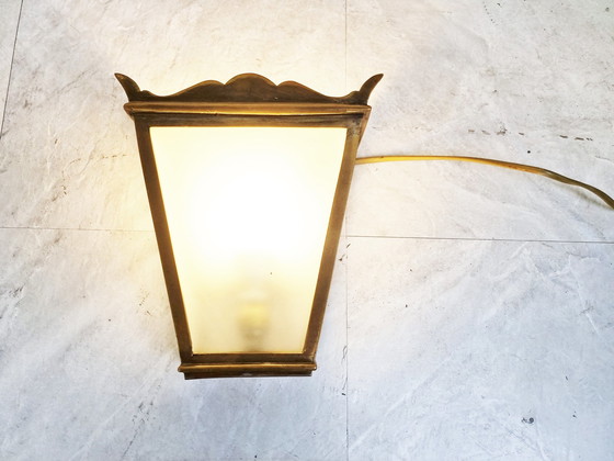 Image 1 of 7 lampade da parete vintage in bronzo, anni '60