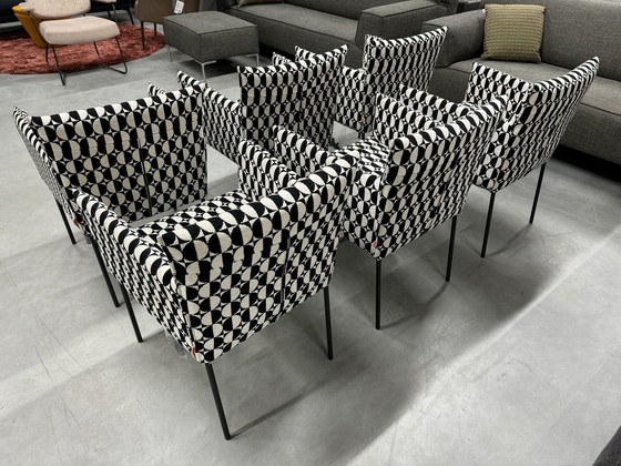 Image 1 of 6 Jess Design Forward dining room chair black and white fabric