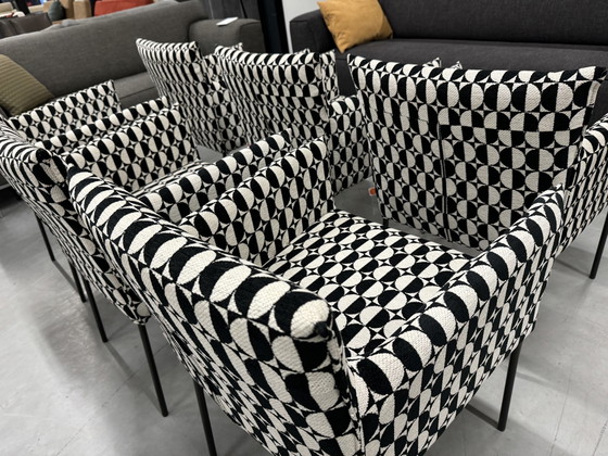 Image 1 of 6 Jess Design Forward dining room chair black and white fabric