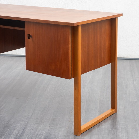 Image 1 of 1960s desk with runners, walnut, restored