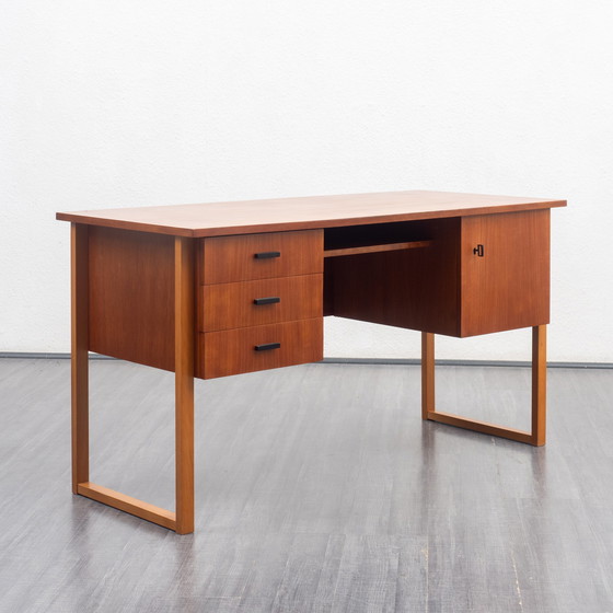 Image 1 of 1960s desk with runners, walnut, restored