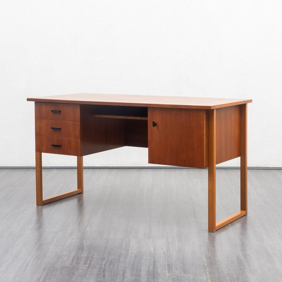 Image 1 of 1960s desk with runners, walnut, restored