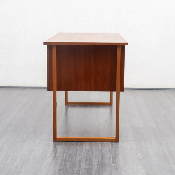 Image 1 of 1960s desk with runners, walnut, restored