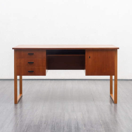 Image 1 of 1960s desk with runners, walnut, restored