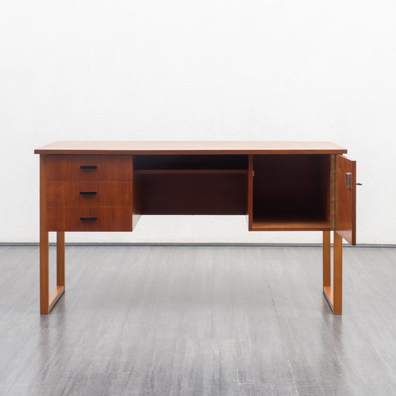 Image 1 of 1960s desk with runners, walnut, restored