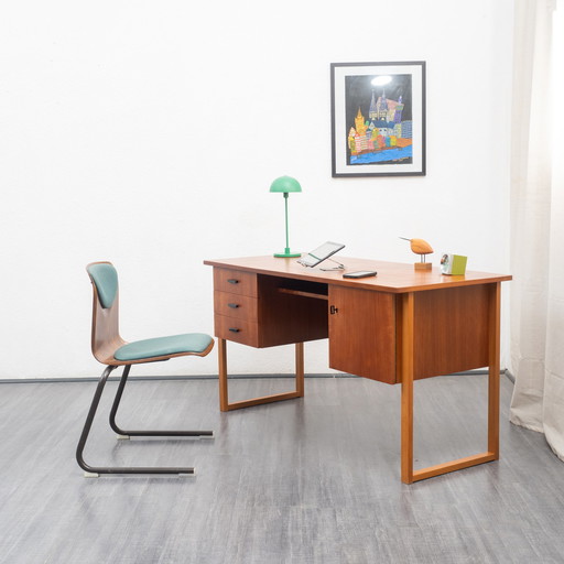 1960s desk with runners, walnut, restored