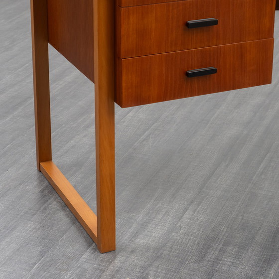 Image 1 of 1960s desk with runners, walnut, restored