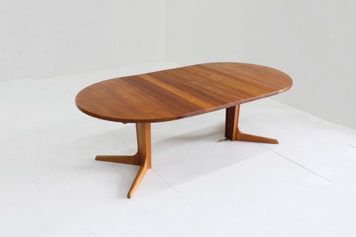 Table de salle à manger ronde danoise vintage en teck massif