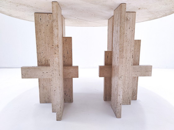 Image 1 of Mid-Century Modern Travertine Dining Table