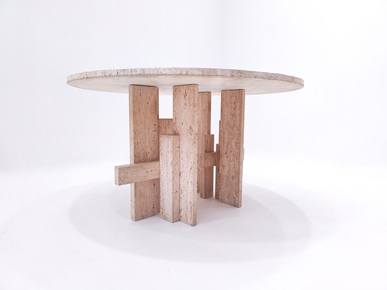 Image 1 of Mid-Century Modern Travertine Dining Table