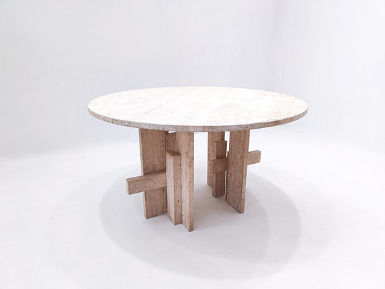 Image 1 of Mid-Century Modern Travertine Dining Table