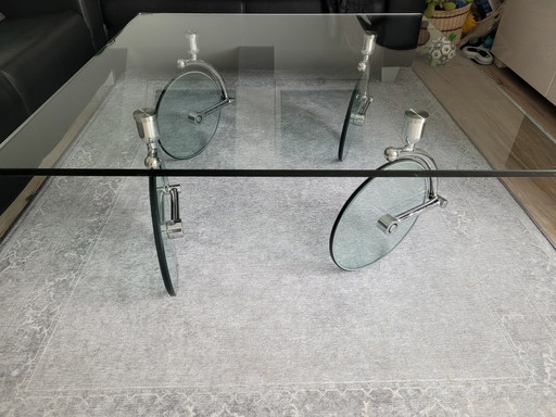 Postmodern coffee table – Fontana Arte, salontafels, Glass, rvs