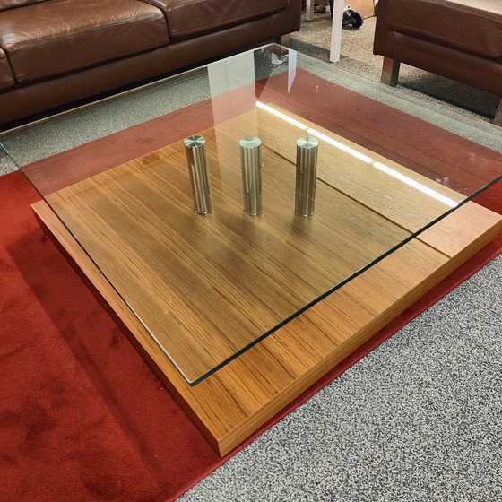 Image 1 of Ronald Schmidt large coffee table walnut with glass top