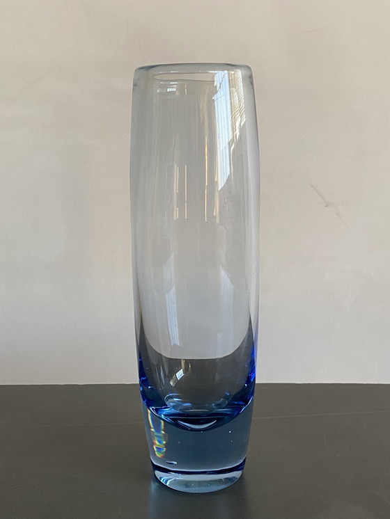 Image 1 of Per Lütken for Holmegaard Blue Glass Vase, Denmark, 1950s